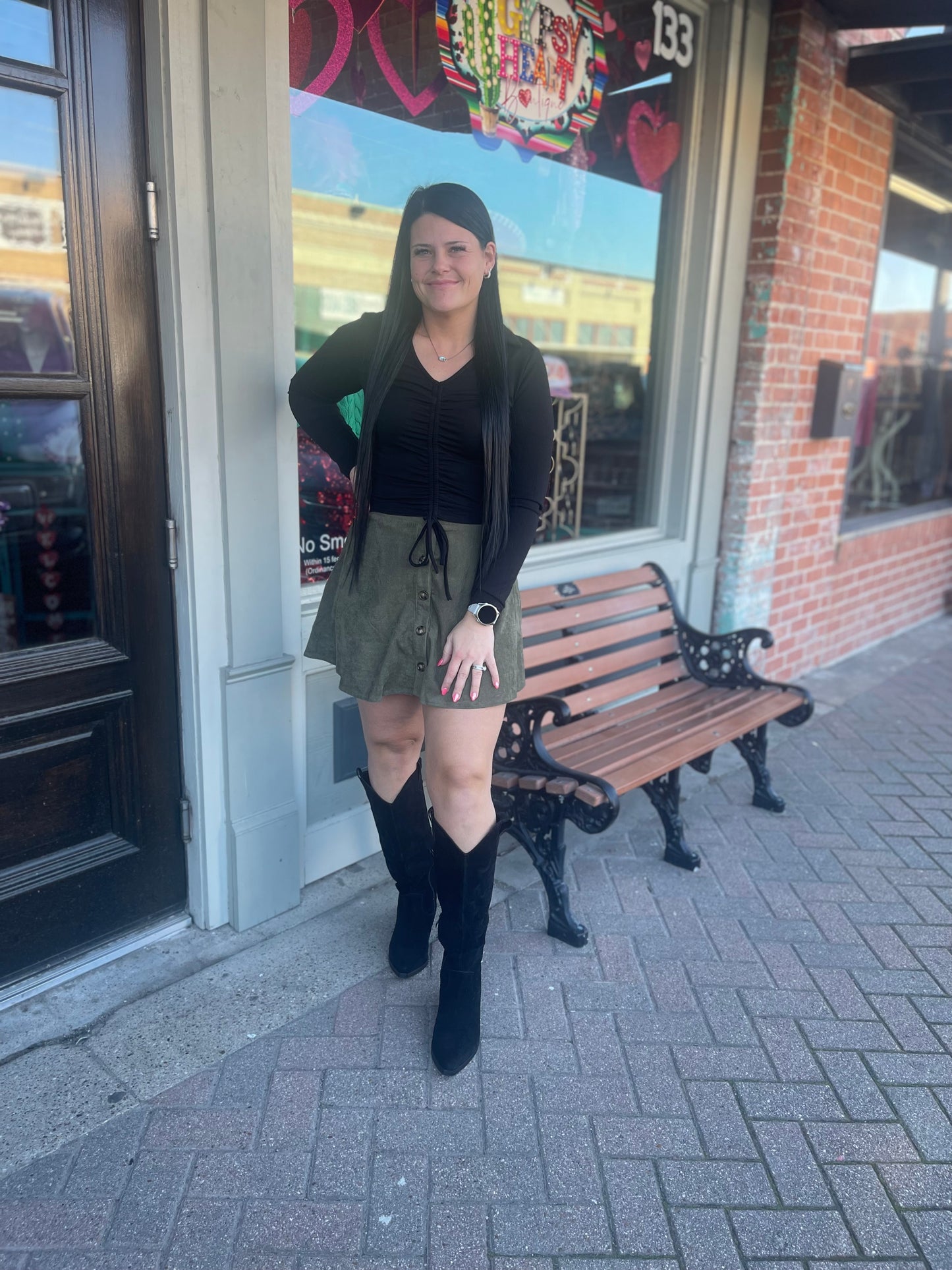 Olive Green Cord Skirt