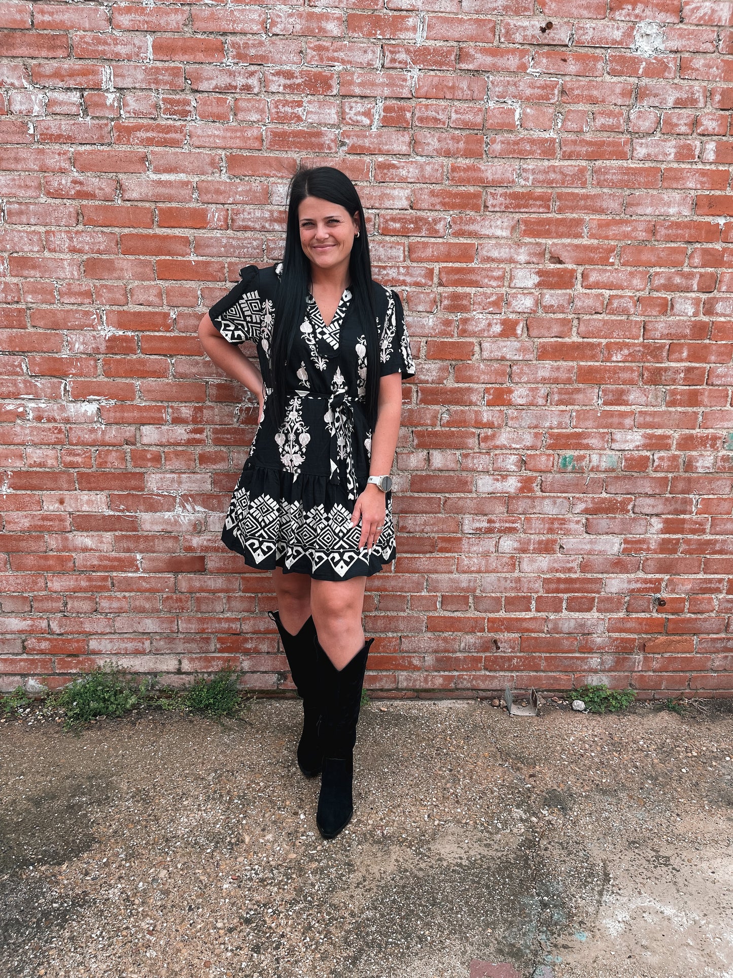 Black and White Print Dress