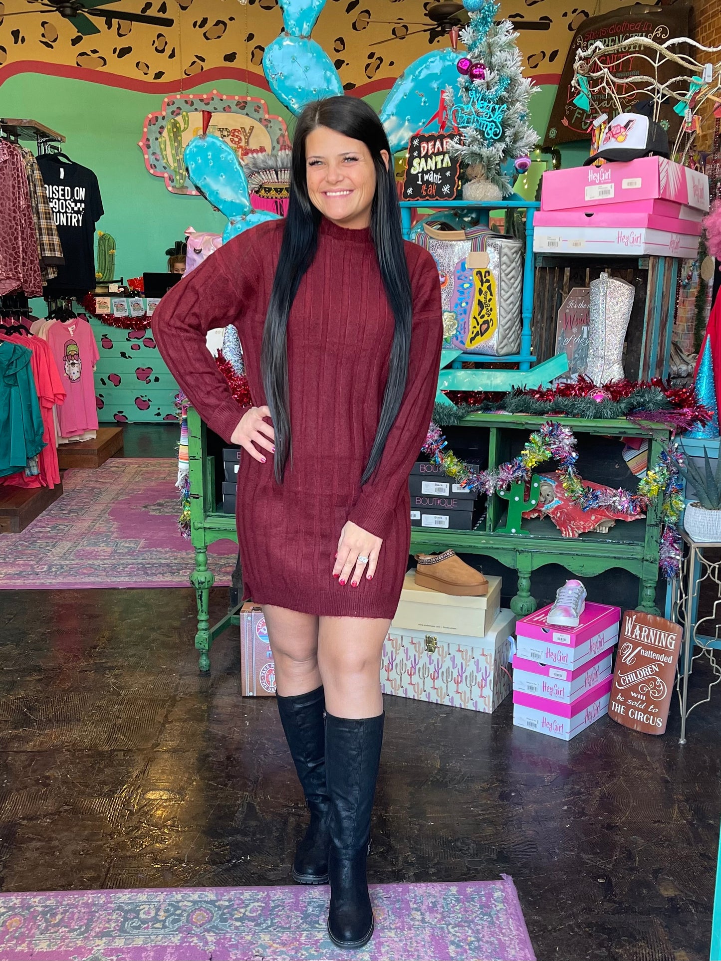 Wine Sweater Dress