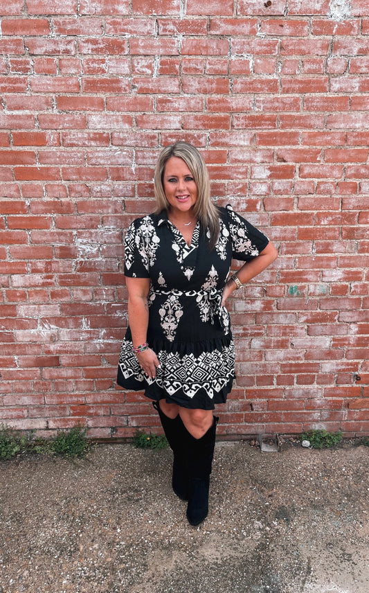 Black and White Print Dress