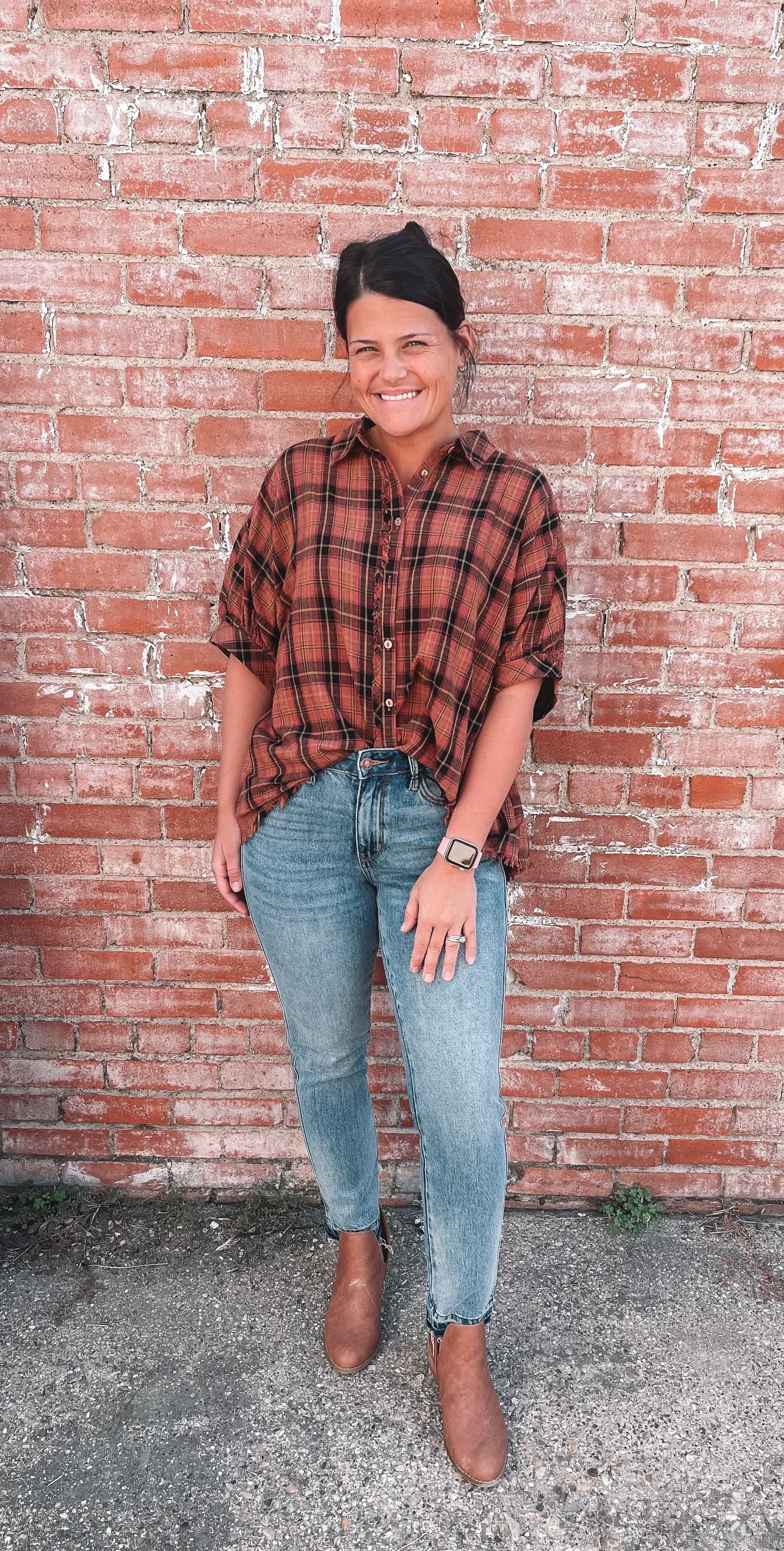 Rosewood Plaid Top