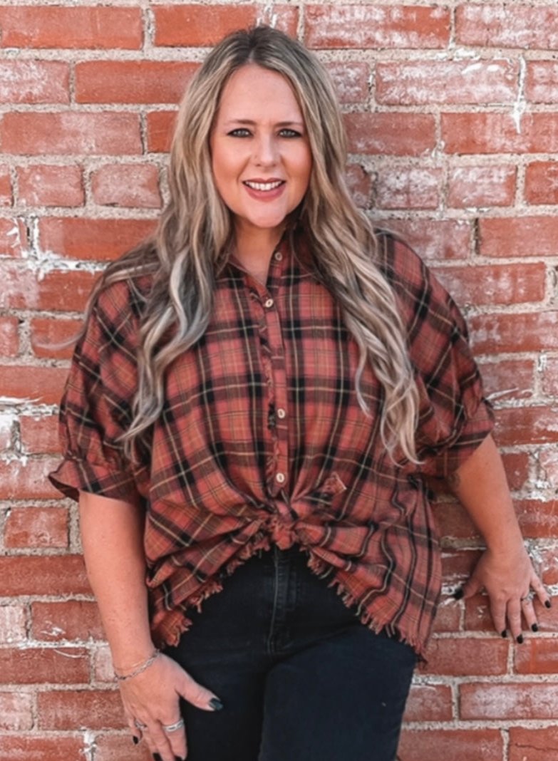 Rosewood Plaid Top